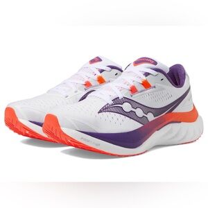 Saucony Endorphin Speed 4 White and Purple Athletic Shoes with Mesh Upper Size 8